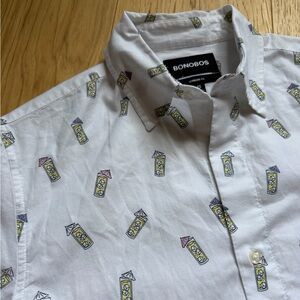 Bonobos Men’s XS standard fit White Shirt with Lemonade Print regular length
